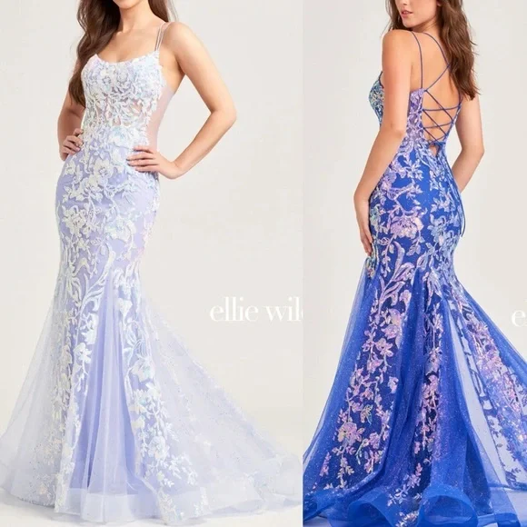 Ellie Wilde Periwinkle Sequin Gown Size 2
